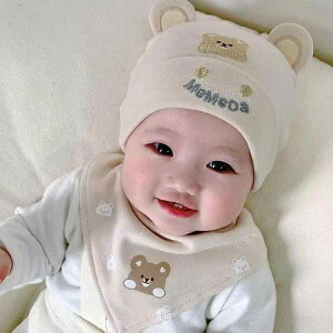 ベビー帽子 新生児 男の子 女の子 赤ちゃん 綿 コットン 薄手 軽量 通気 保温 防寒 日よけ かわいい 丸耳くまデザイン ボンネット ビーニー 韓国風 パステルカラー