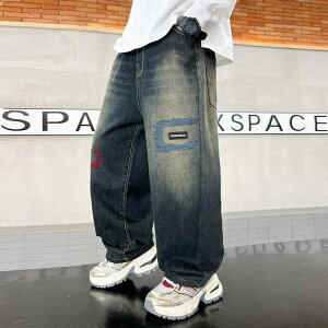 パンツ 男の子 ジュニア 子供 男児 春秋 デニム ロングパンツ 長ズボン カジュアル おしゃれ かっこいい 綿混 ブルー ハイウエスト ストレート 普段使い 通学 丈夫