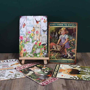 ウォールデコ ブリキ画 田園風 カントリー調 花柄 鉄製 壁掛け 屋外 室内 ガーデン ベランダ リビング 寝室 玄関 カフェ 店舗 インテリア装飾