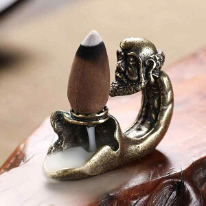 香炉 達磨大師 倒流香炉 純銅製 バックフロー式 お香立て アンティーク調 レトロ 置物 電気メッキ加工 茶室飾り インテリア 癒し 瞑想グッズ 飾り物 線香立て