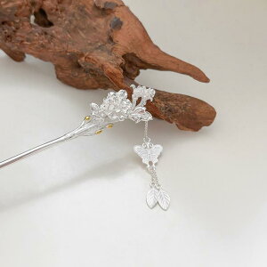 簪 S925純銀 桂花モチーフ 金木犀 古風 高級感 エレガント 新中華風 和風 電気メッキ加工 ヘアスティック まとめ髪 結婚式 パーティー 浴衣 着物 普段使い ヘアアクセサリー