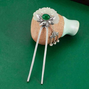 ヘアアクセサリー レディース S925シルバー 和田玉 翡翠 グリーンメノウ U字型 かんざし 簪 髪飾り タッセル付き 和風 チャイナ風 レトロ アンティーク まとめ髪 アップスタイル 浴衣 着物 漢