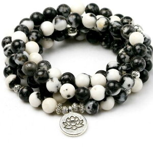 ブレスレット ユニセックス 仏教数珠 念珠 瑪瑙 合金 8mm 108玉 蓮 OM 仏 瞳 生命の樹モチーフ ネックレス ペンダント 腕輪 首飾り チャーム 普段使い(x2)