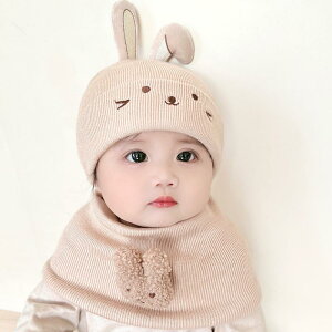 ニット帽 ベビー 男の子 女の子 赤ちゃん かわいい うさぎ うさ耳 耳付き 立体 動物 キャラクター コットン 綿 やわらか 伸縮性 あったか 防寒 保温 秋冬 お出かけ 普段使い カジュアル
