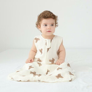 スリーパー ベビー 赤ちゃん 新生児 ベスト型 袖なし 綿 コットン 4重ガーゼ 薄手 軽量 お腹冷え防止 寝冷え対策 蹴飛ばし防止 オールシーズン