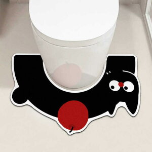 足ふきマット U字型 トイレ用 かわいい キャラクター 珪藻土 吸水速乾 滑り止め 浴室用 洗える 猫柄 犬柄 プリント柄 玄関 キッチン リビング 脱衣所