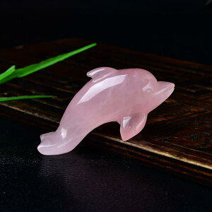 置物 天然ピンククリスタル イルカ ローズクォーツ 天然石彫刻 卓上飾り インテリア雑貨 パワーストーン 癒し リビング 玄関 書斎 ドルフィン
