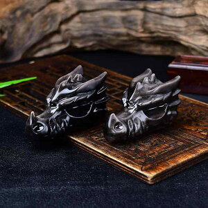 置物 天然石 銀曜石 黒曜石 原石 龍頭 龍 ドラゴン パワーストーン 彫刻 工芸品 リビング オフィス 玄関 インテリア デスク 卓上 アート 装飾 オブジェ 飾り 風格