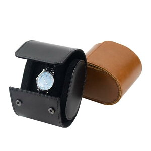 ウォッチケース 腕時計 収納ケース ディスプレイ ジュエリー アクセサリー 1本用 携帯用 トラベル 合成皮革 シンプル ハード ブラウン ブラック