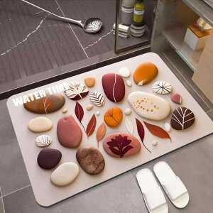 玄関マット 珪藻土 吸水速乾 滑り止め かわいい キャラクター 3D 立体 ストーン柄 石柄 浴室 キッチン 洗面所 室内用 足拭き