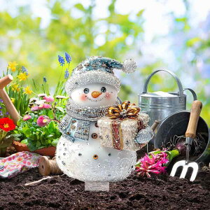クリスマス デコレーション 雪だるま プレゼント アクリル ガーデンピック 置き物 吊り下げ飾り 室内 屋外 防水 耐摩耗性 アメリカンカントリー(x2)