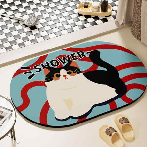 バスマット 珪藻土マット 速乾 吸水 滑り止め 浴室 脱衣所 洗面所 玄関 おしゃれ アメリカンレトロ 猫柄 かわいい プリント デザイン 長方形 楕円形 フロアマット 丸洗い