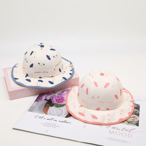 ハット ベビー 赤ちゃん バケットハット かわいい 犬柄 動物プリント サイズ調整可能 広つば 日よけ UVカット 通気性 綿混 春夏 普段使い お出かけ 6ヶ月 1歳 2歳 3歳(x2)