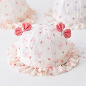 ベビーハット 男の子 女の子 赤ちゃん かわいい リボン つば広 バケットハット 漁師帽 日よけ UV対策 紫外線対策 防風 サイズ調整可能 ピンク パープル オレンジ マスタード 低月齢 幼児 春夏