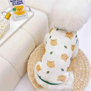 犬 猫 服 春夏 薄手 抜け毛防止 ベスト ポリエステル 涼しい 快適 コーギー ビションフリーゼ ポメラニアン 小型犬 中型犬 大型犬 普段着 部屋着 くま柄 黄色 緑 ピンク