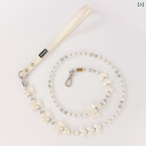 リード 小型猫 小型犬 ペット用 スチールワイヤー PVCコーティング 手作りビーズ 散歩 お出かけ かわいい おしゃれ ホワイト ピンク レッド ブラック