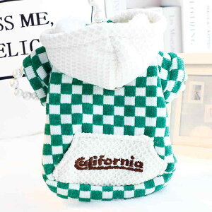 ペット服 犬 ドッグウェア 猫用 小型犬 テディ トイプードル フーディー パーカー トレーナー 春秋 フード付き 牽引 リード対応 コットン カジュアル グリーン ユニセックス 普段使い 散歩