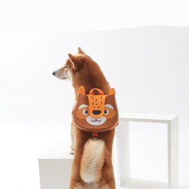 ペット用リュック 犬用 中小型犬 フレンチブルドッグ トイプードル コーギー お出かけ お散歩 迷子防止 ハーネス リード付き おやつポーチ ポリエステル製 丈夫 小物収納 グレー オレンジ