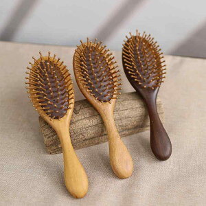 ヘアブラシ エアクッション マッサージコーム 金檀木 サンダルウッド 木製 頭皮ケア 髪通り スタイリング 静電気防止 普段使い