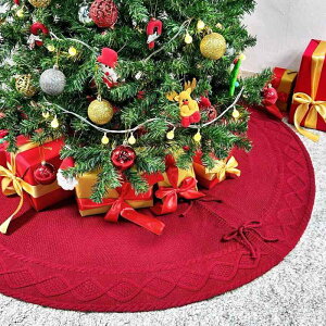ツリースカート クリスマス ニット ポリエステル製 赤 白 足元カバー おしゃれ モダン シンプル デコレーション 装飾