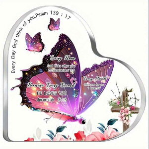 置物 アクリル 立体 オブジェ ハート型 透明 ピンク 蝶々 十字架柄 クロスモチーフ モダン シンプル インテリア 雑貨 ギフト 贈り物(x2)