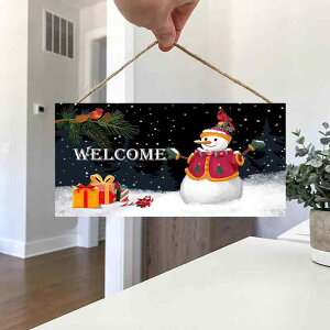 クリスマス飾り 木製 天然木 長方形 ドアサイン ウォールデコ 壁掛け 装飾 インテリア雑貨 玄関 リビング おしゃれなホームデコレーション シンプルモダン(x2)