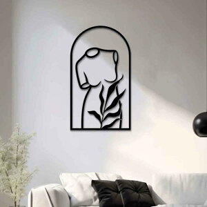 ウォールアート レディース メタル製 ブラック 抽象画 ミニマリスト ラインアート 壁掛け ウォールデコレーション リビング キッチン 浴室 部屋飾り(x2)