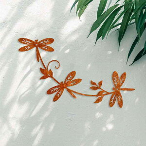 ウォールデコ 蜻蛉 トンボ 3匹 錆風 アイアン 壁飾り インテリア リビング ダイニング 廊下 玄関 壁掛けアート 鉄製 アメリカンカントリー風 アンティーク調 カラフル オブジェ ホームデコレ