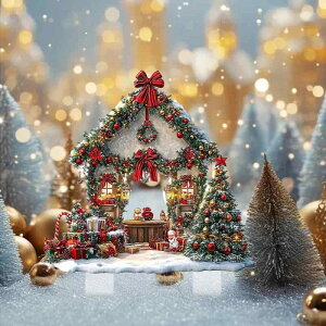 クリスマス飾り ガーデンピック スノーハウス ベル リース アクリル製 屋外 庭 鉢植え 差し込み式 デコレーション アメリカンカントリー 冬 ホリデー オーナメント プレゼント(x2)