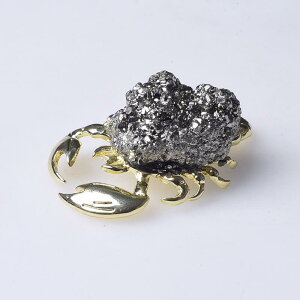 置物 天然 水晶 宝石 黄鉄鉱 サソリ 彫刻 オブジェ インテリア 飾り 工芸品 デコレーション 動物モチーフ プレゼント ギフト モダン シンプル 金色 銀色