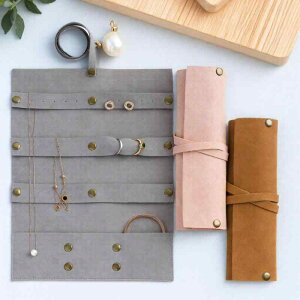 ジュエリーポーチ レディース アクセサリーケース 高級感 マイクロファイバー スエード調 多機能 宝石 貴金属 携帯用 トラベル 旅行 腕時計 ネックレス 収納バッグ グレー ホワイト ピンク