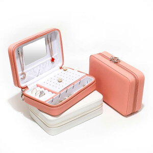 ジュエリーボックス アクセサリーケース 携帯用 レトロ ヴィンテージ クロコ型押し レザー調 変色防止 酸化防止 大容量 ブレスレット ネックレス ピアス 指輪 収納 小物入れ ホワイト ブル