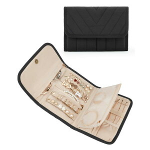 アクセサリーポーチ 旅行用 携帯用 ロール型 折りたたみ ジュエリーケース ピアス イヤリング ネックレス 指輪 小物入れ ナイロン製 コンパクト 収納 ピンク キャメル ブラック ベージュ ブ