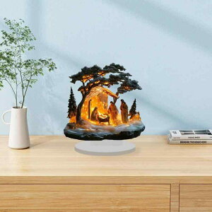 デスク オブジェ イエス キリスト クリスマス ホリデー シーン 卓上飾り アクリル 組立式 印刷デザイン アメリカンカントリー インテリア雑貨 冬 ミニチュア