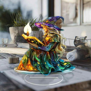 置物 ハロウィン ダークファンタジー ゴシック カラス少女 デザイン オブジェ アクリル製 2D 平面 卓上 インテリア リビング 玄関 飾り