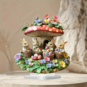 置物 イースター うさぎ フィギュア キノコ イースターエッグ カラフルエッグ アクリル製 防水 ホームデコレーション リビング 卓上 飾り オブジェ レトロ インテリア雑貨