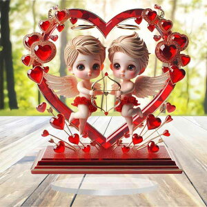 アクリル置物 キューピッド ハート形 バレンタインデー インテリア オブジェ フィギュア デコレーション リビング 部屋 オフィス 寝室 カフェ装飾 かわいい おしゃれ ロマンチック