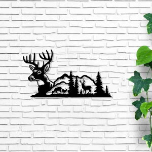 ウォールデコ エルク 金属製 壁掛けオブジェ おしゃれ シンプルモダン 黒 リビング 寝室 玄関 アウトドア 書斎 バルコニー インテリアアート 空間演出 普段使い