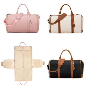 トラベルバッグ レディース 大容量 多機能 防水 折りたたみ ガーメントケース 衣類収納 スーツ収納 ボストン ダッフル 旅行 出張 普段使い PUレザー ブラック 耐摩耗性