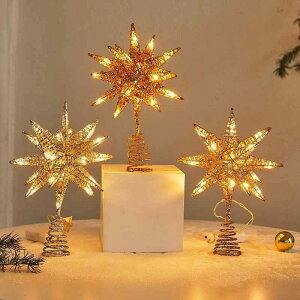 �N���X�}�X�I�[�i�����g LED�O���b�^�[ ���� �A�C�A���� �c���[�g�b�v�X�^�[ ���ˏ� ���̌^ �V�����p���V���o�[ �S�[���h ���_�� �A�����J���X�^�C��