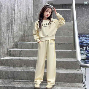 キッズ 女の子 秋冬 セットアップ 上下セット 韓国風 オルチャンスタイル おしゃれ スウェット トレーナー 英字プリント パンツ 長ズボン ポリエステル スポーツウェア 運動着 カジュアル
