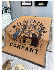 ブランケット 森の家族柄 かわいい 北欧風 コットン ニット ソファカバー スローケット マルチカバー オールシーズン対応 一人掛けソファ 民泊インテリア リビング 寝室 おしゃれ