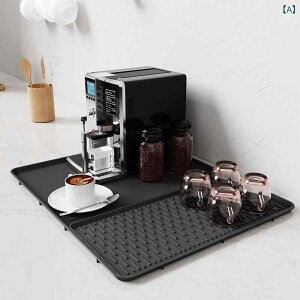バーカウンターマット コーヒーメーカー用 シリコン製 滑り止め 水切り ドリップトレイ 多機能 コースター 断熱 耐熱 保護パッド お手入れ簡単 スクエア型 黒 グレー セット
