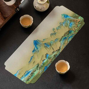 茶席 千里江山図 両面 中国風 禅意 和モダン 手作り 織錦 布製 テーブルマット ランチョンマット 防水 断熱 茶道具 来客用 普段使い インテリア