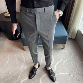 スラックス メンズ 男性用 秋冬 スリム ストレート ビジネス カジュアルパンツ オフィス 通勤用 普段使い 大きいサイズ ポリエステル 混紡素材 ライトビジネス
