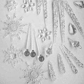 クリスマスオーナメント 透明 アクリル 雪の結晶 スノーフレーク 氷柱 アイスクリスタル クリスマスツリー 飾り デコレーション DIY 手作りキット ヨーロピアン
