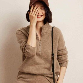 ニット レディース 女性用 カシミヤ 秋冬 ハイネック タートルネック ゆったり ルーズフィット プルオーバー 無地 厚手 カジュアル トップス インナー 普段使い 通勤 オフィス 着回し 長袖 高級感