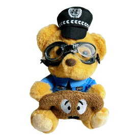 バイクアクセサリー 警察官 クマ コーヒー犬 ぬいぐるみ マスコット 電動バイク スクーター オートバイ バックミラー 装飾 飾り 小物 もこもこ かわいい キャラクター