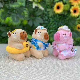 キーホルダー レディース キッズ カピバラ ぬいぐるみ マスコット バッグチャーム ミニ 浮き輪 水着 サマー スタイル キーリング 鍵 かわいい