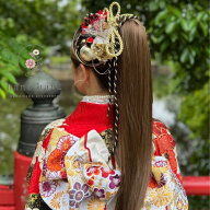 hanaharu ハナハル 髪飾り 結婚式 髪飾り 成人式 レッド×ブラック つまみ細工 着物ヘア飾り ヘアパーツ …